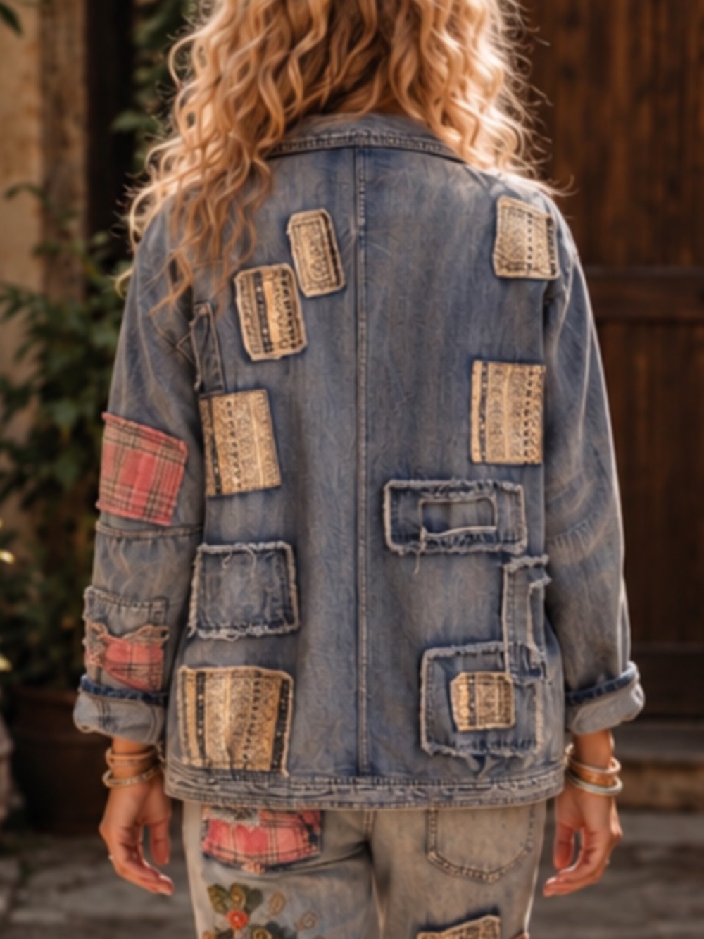 ❤️ BLUE VELVET “ BERLIN “ BLUE VELVET DENIM EMBROIDERED PATCHWORK JEAN JACKET 46 - Picture 3 of 8